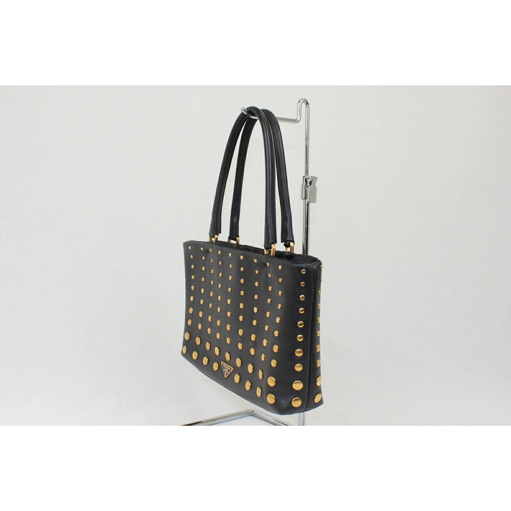 Prada Studded Handbag Black Tote - Picture 3 of 7